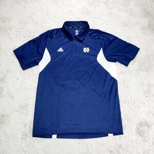 Adidas Notre Dame Polo Shirt Men L Blue Climalite Adizero Golf Football Irish